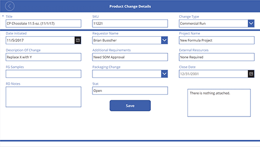 Product Change Details